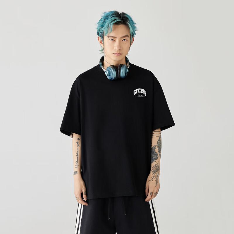 GOLFCROSS Unisex Striped Letter Print Short Sleeve T-Shirt M
