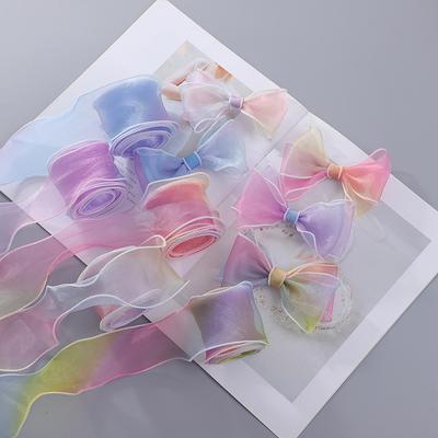 Vissenstaart Garen Lint Boeket Verpakkingsmateriaal Regenboogkleur Kant Staart Garen Lint Golf Chiffon Garen Cadeauband