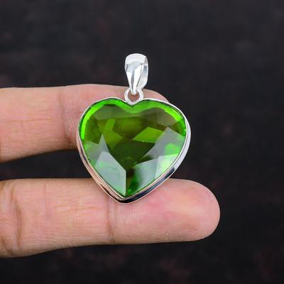 Faceted Peridot Pendant Handmade Pendant Gemstone Pendant 925 Sterling Silver Pendant Natural Peridot Jewelry Gifts for Him Antique Pendant