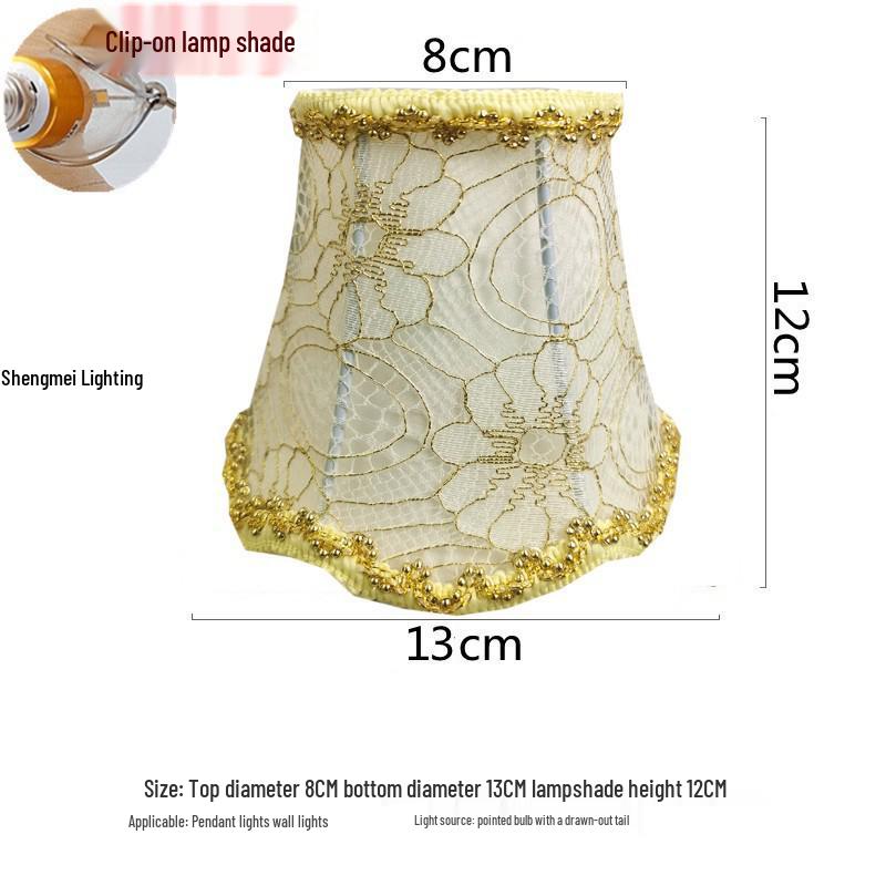 European Crystal Chandelier Fabric Lampshade, Clip-On, E27 Large Base, E14 Candle Bulb, Wall Light Shell Shade