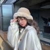Plush bucket hat women's autumn and winter simple retro face small bucket basin hat plush warm hat