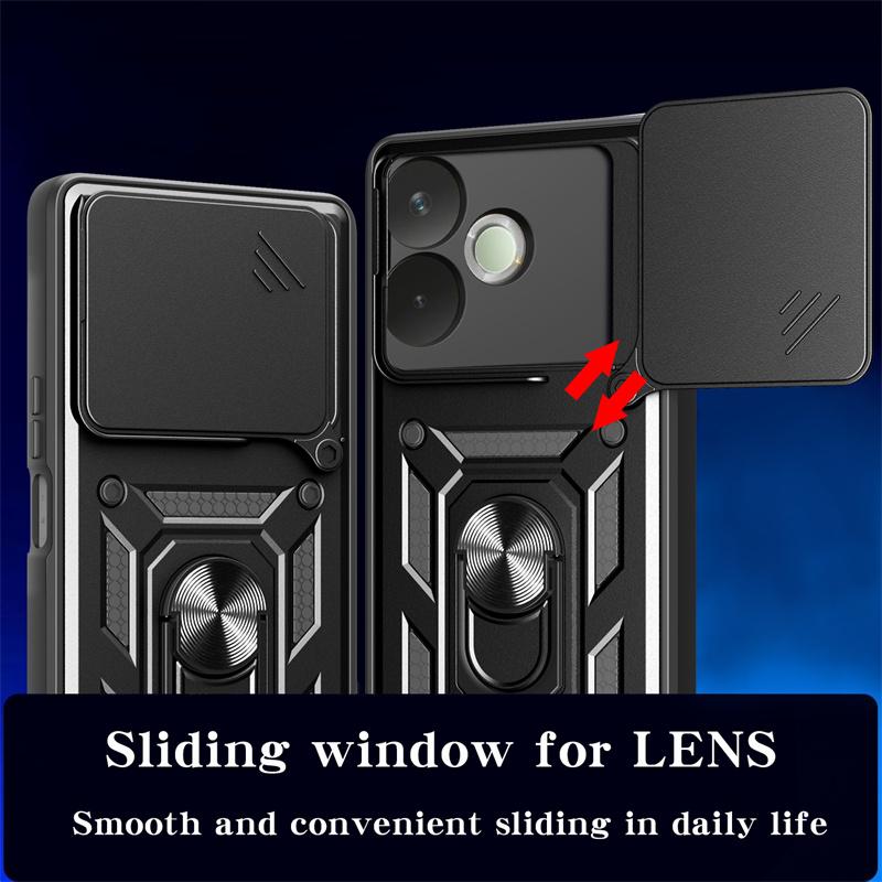 Funda For OPPO A5 Pro 5G Case Shockproof Armor Slide Lens Protector Phone Case For OPPOA5 Pro A5Pro 5G Magnetic Ring Stand Cover