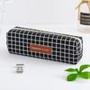 Canvas Pencil Case Aesthetic Geometric Pattern Smooth Sturdy Zipper Portable Large Capacity for Office Workers Stationery Organizer