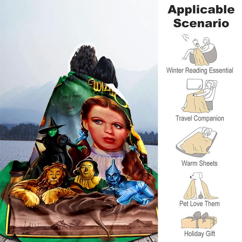1pc Blanket The Wizard of Oz Print Design, Lightweight Blanket for Sofa, Bed- Soft &Warm, Gift for All Seasons like Christmas, Halloween