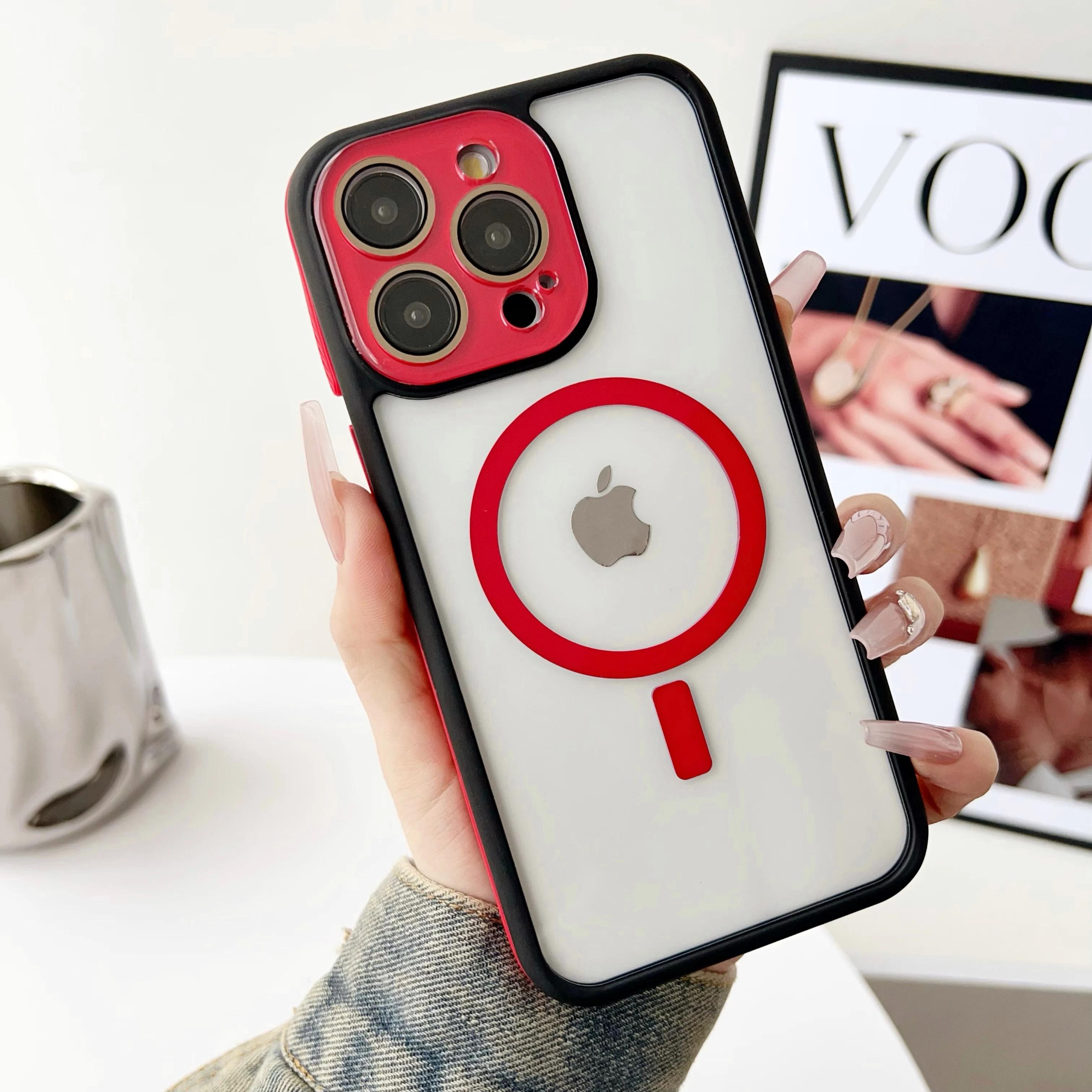 

Розкішний гібридний чохол Armor Magsafe для бездротової зарядки для iPhone 16 Plus 15 14 13 12 16 Pro Max Захист скляної лінзи Протиударний чохол For iPhone 16