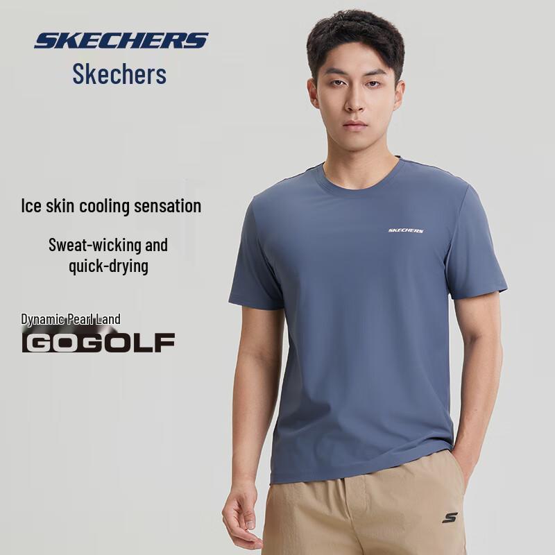 SKECHERS Men s Quick-Dry Round Neck Casual Sports T-Shirt 2XL