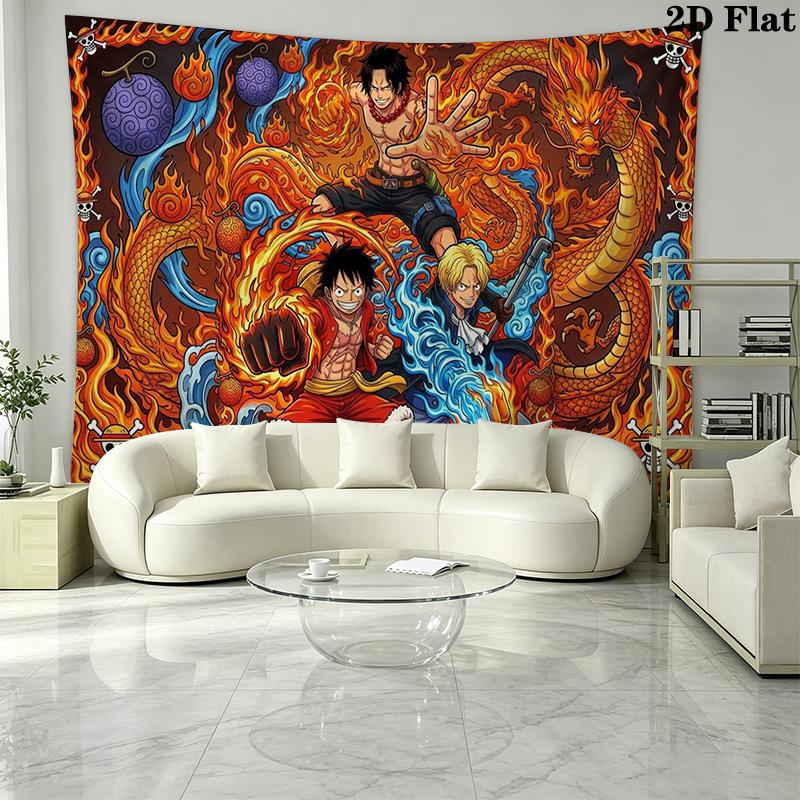 Anime One-Piece Wall Tapestry Aesthetic Wall Hanging Printed Fabric Blanket Decorative Tapestries for Bedroom Living Room Home Decor
