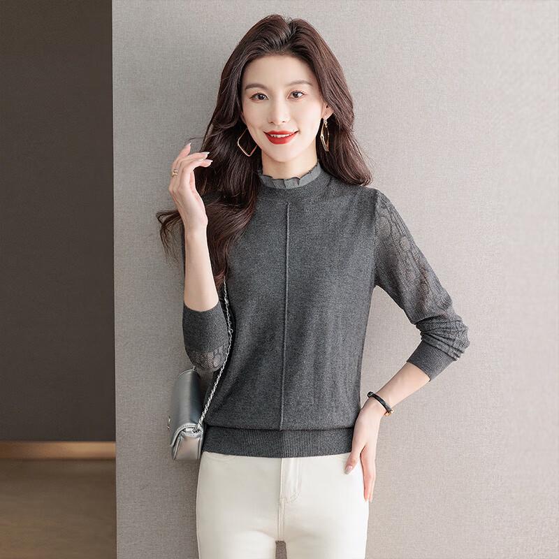 Women's Slim Fit Patchwork Semi-High Neck Knit Top