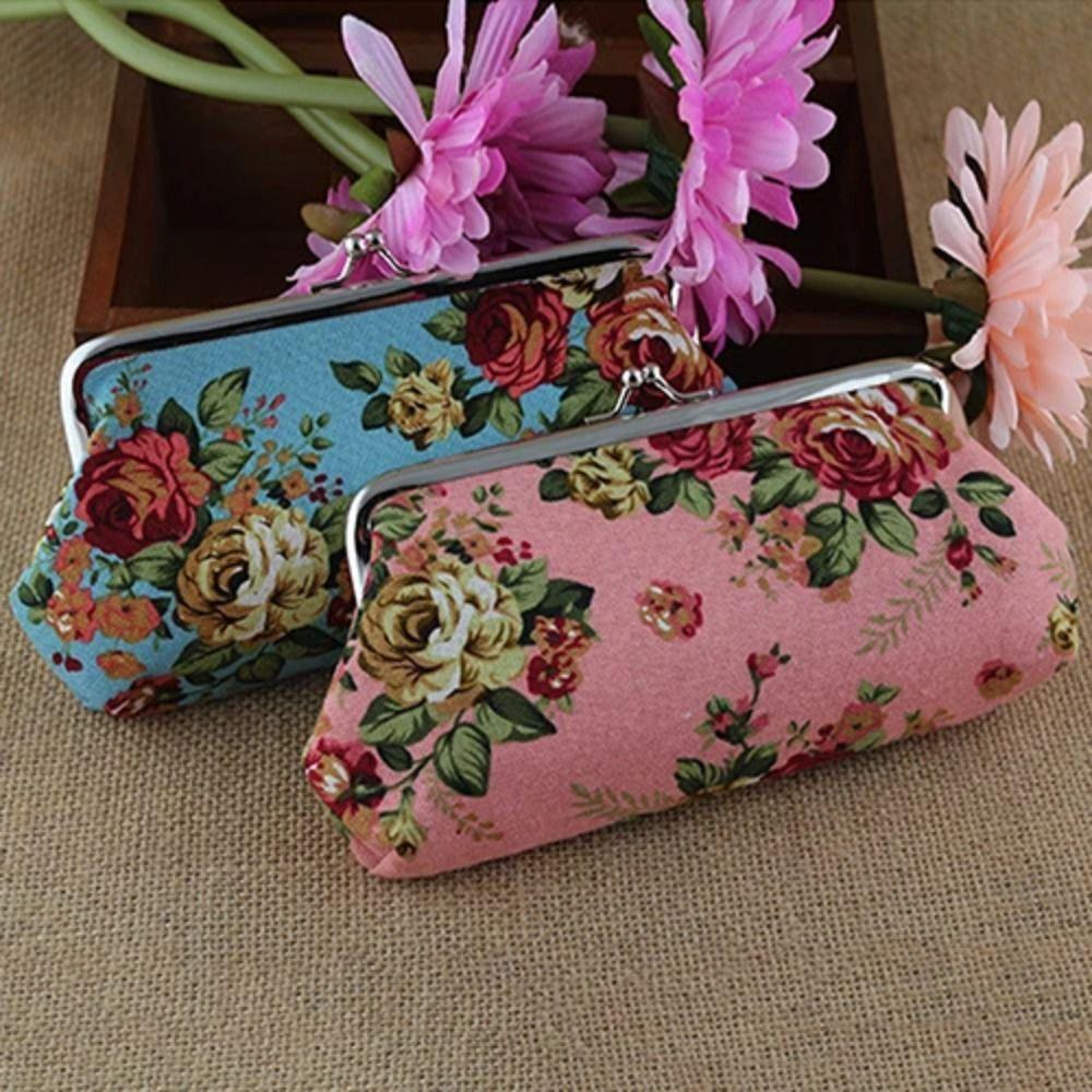 Vintage Blumen Geldbörse Retro Geld Clutch Tasche Tragbare Lange Kussverschluss Geldbörse Täglich