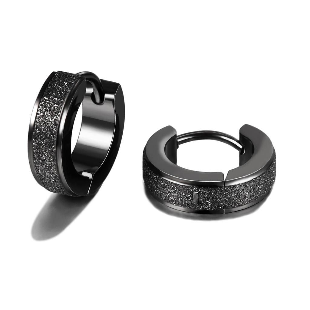 1 Pair Punk Titanium Steel Ear Clip/Ear Stud Earrings For Men Women Black Pierced/No Pierced Fake Ear Circle Pop Jewelry