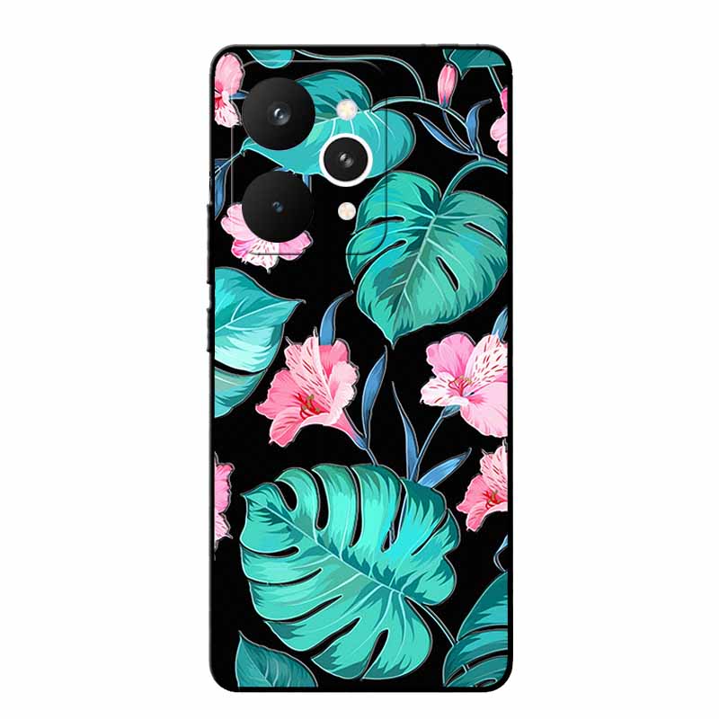 For Realme 15 Pro Cases 3D Relief Flower Emboss Black Silicone For Realme15 Pro 5G Back Cover Cartoon Funda Realme 15 Pro Bumper