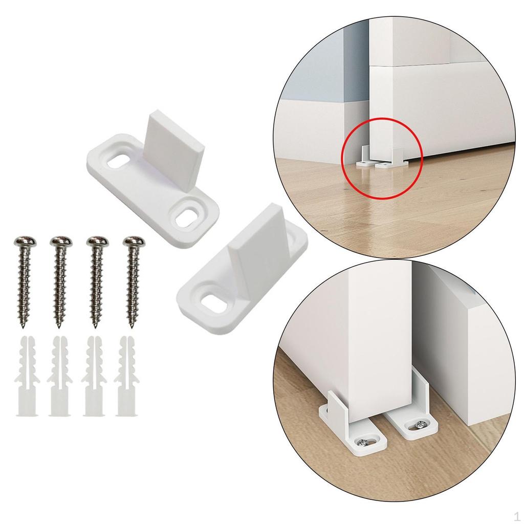 Sett med 2 justerbare skyvedørføringer bunnklemme del m/ skruer for skap