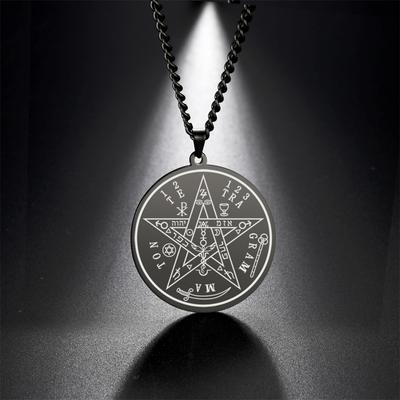 EUEAVAN Hexerei Tetragrammaton Pentagramm Halskette Edelstahl Schutz Amulett Schmuck