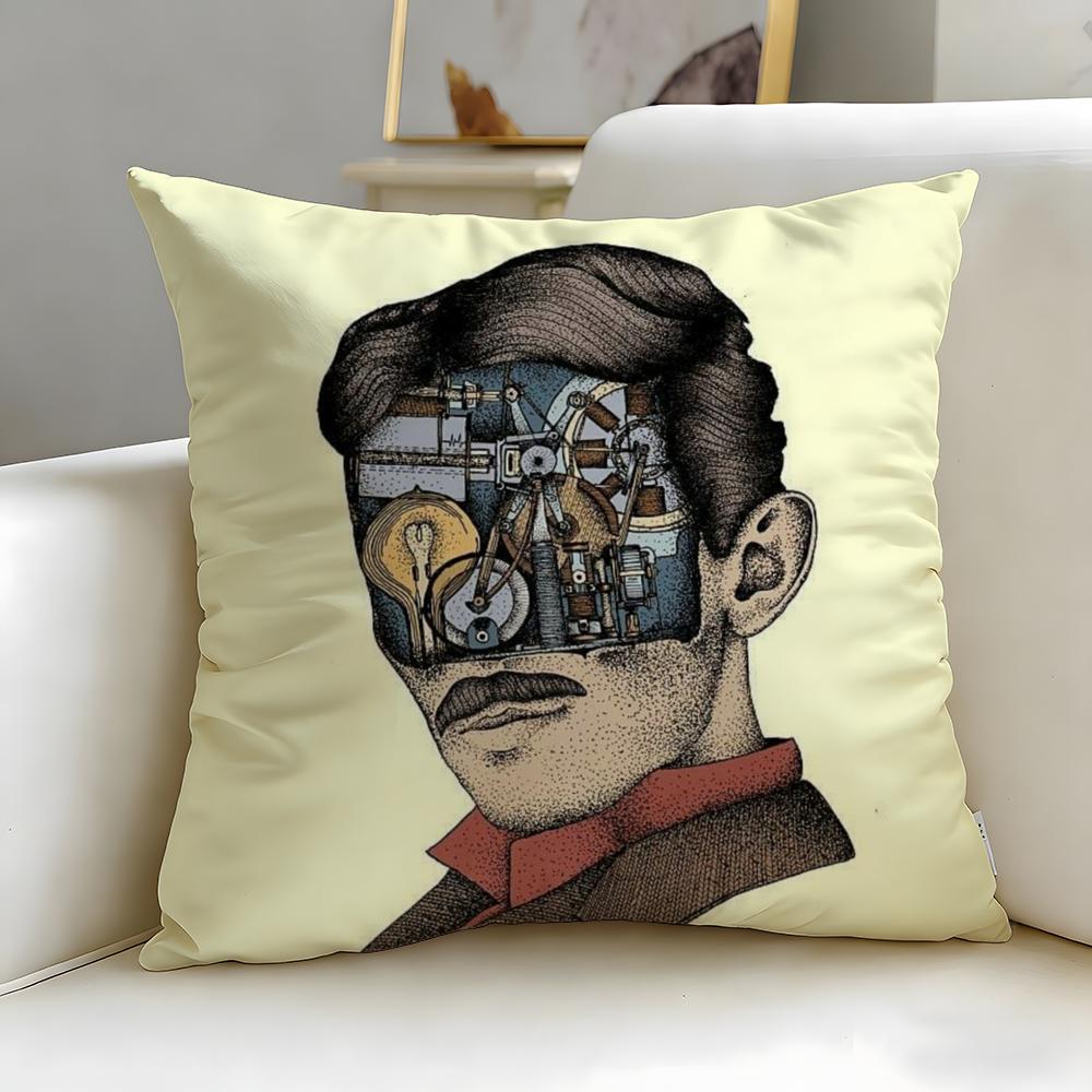 classic scientist Nikola Tesla Cushion Cover Soft EasyWash Pillow Case Versatile for Couch Bed Travel and Office