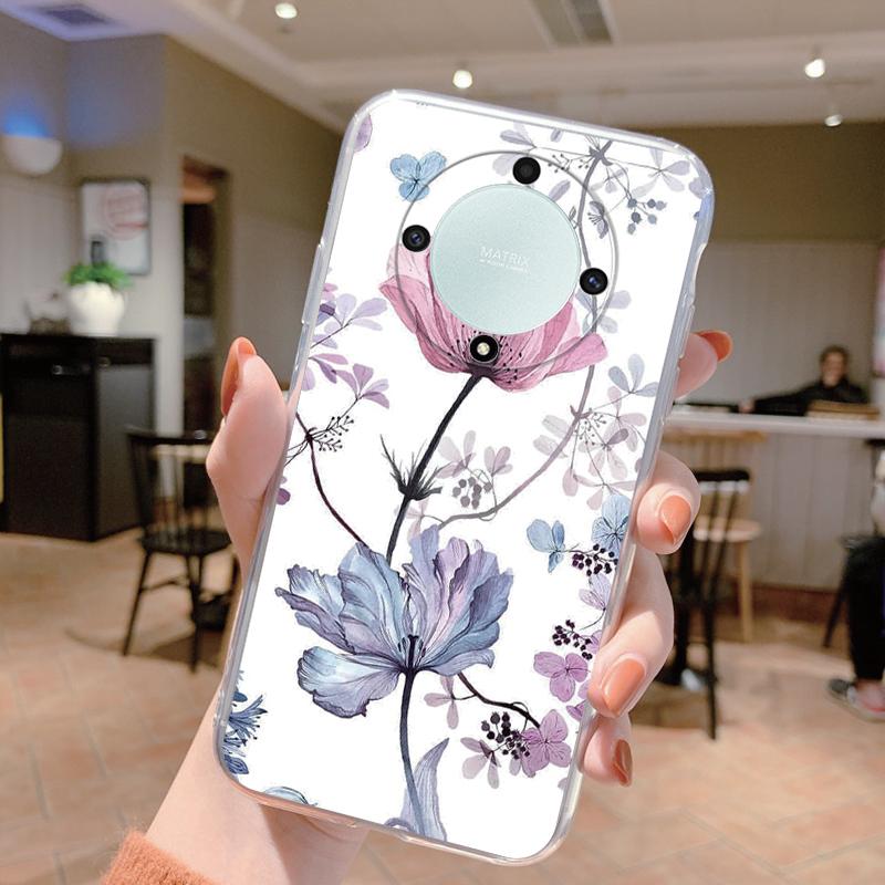 

For Honor Magic 5 Lite Capa X9a X9b X9c Case Silicone Soft Clear Coque Phone Cover Honor Magic6 7 Lite Print Shell Floral Honor X9c