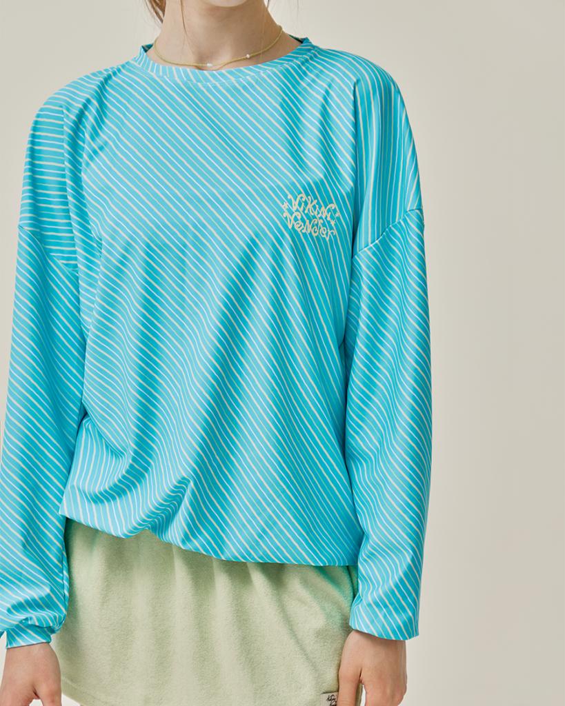 VIKINI VENDER Diagonal Stripe Loose Fit Rash Guard - Mint