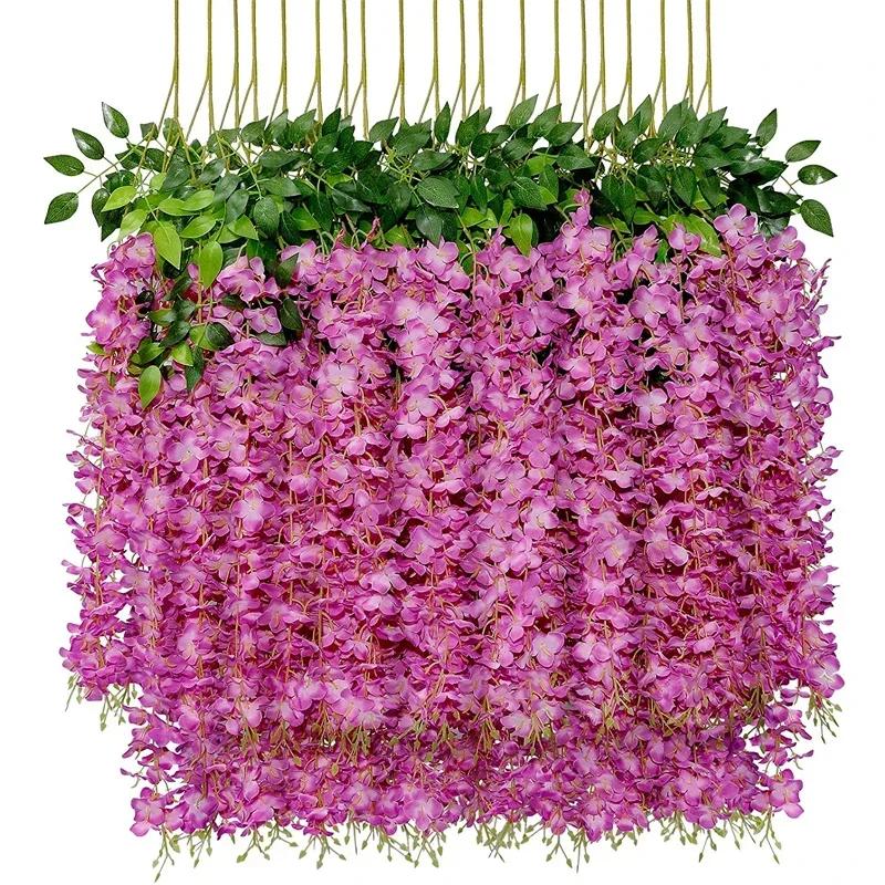 36 pcs Wisteria Artificial Flowers Wholesale For Home Wedding Decoration Hanging Artificial Flowers Wisteria Garland Ivy Vine