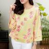 ZANZEA Women Casual Round Neck Loose 3/4 Sleeve Print Blouse