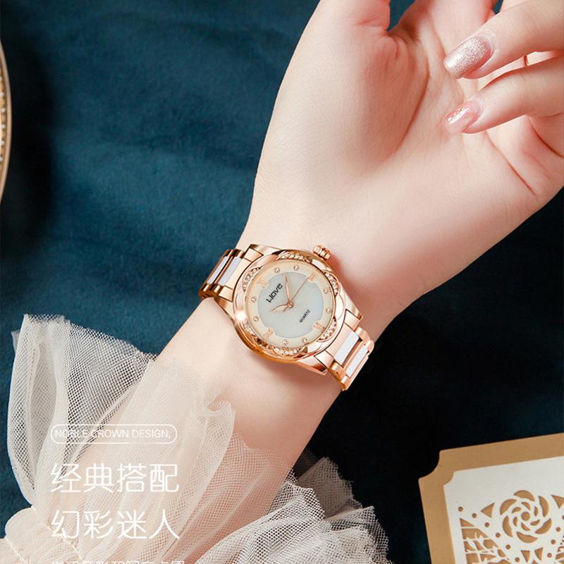 Langjue Fashion Imitation Ceramic Ladies Watch Small Fresh Diamond Butterfly Buckle Quartz Watch Women'S Batch
