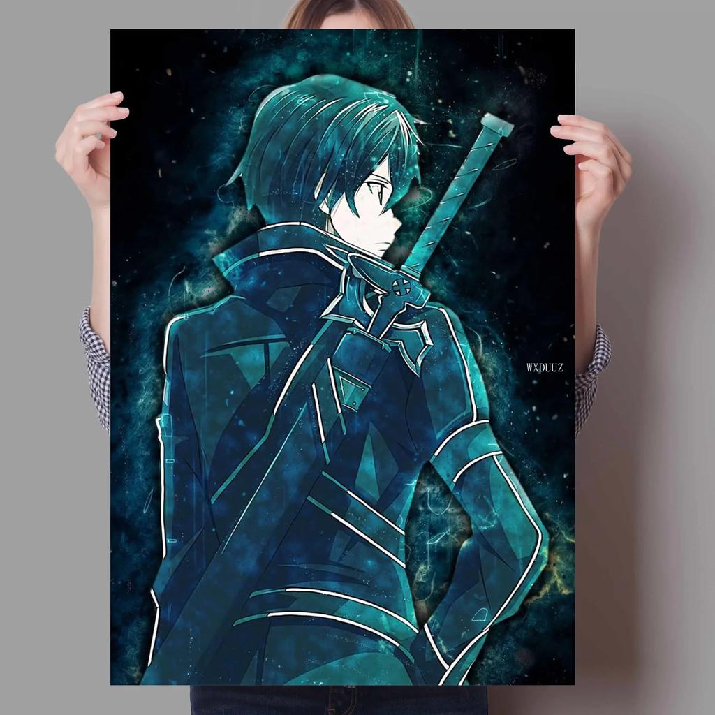 Anime Plakát Sword Art Online Plakát Alicization Kirigaya Kazuto Malba na plátně Domácí dekorace Living Art Kawaii Room Decor