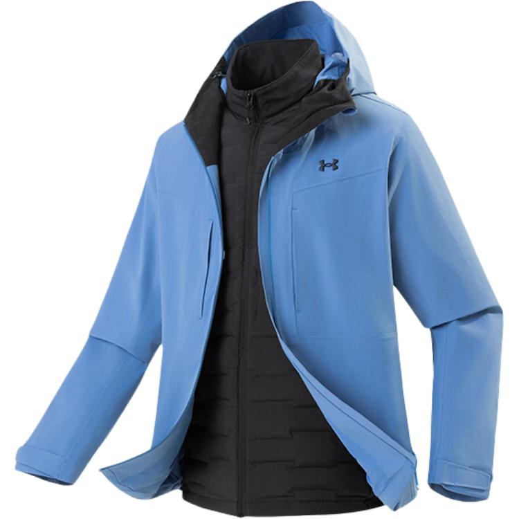 

Under Armour Комплект из двух частей: внутренняя подкладка 3-в-1, водонепроницаемая, ветрозащитная, дышащая, прочная, теплая куртка, унисекс, куртки 14315202S 2XL