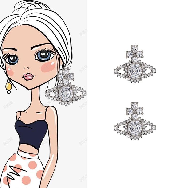 High-end Saturn Planet Ear Studs Glamorous And Fashionable