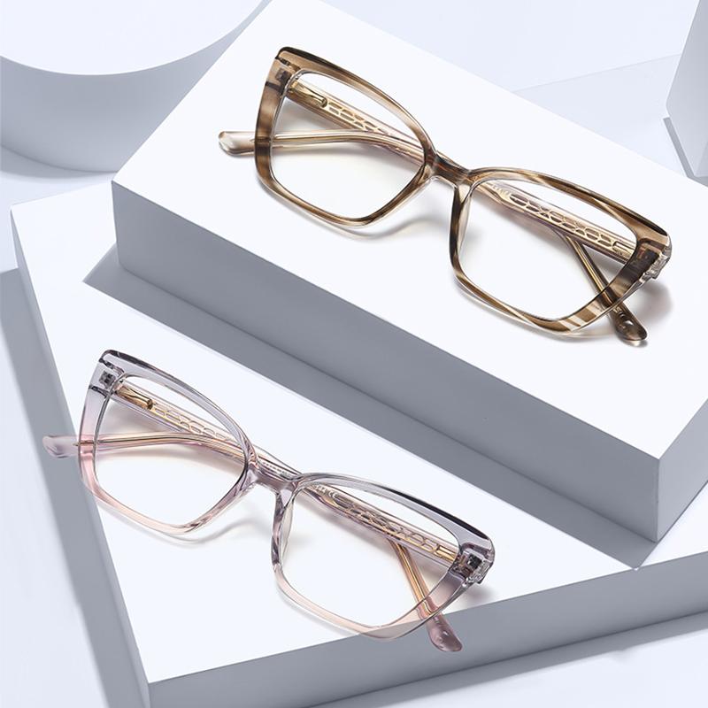 TR90 Anti Blue Light Reading Glasses for Women Spring Hinge Fashion Gradient Eyeglasses Lightweight Elegant Cat Eye Eyewear