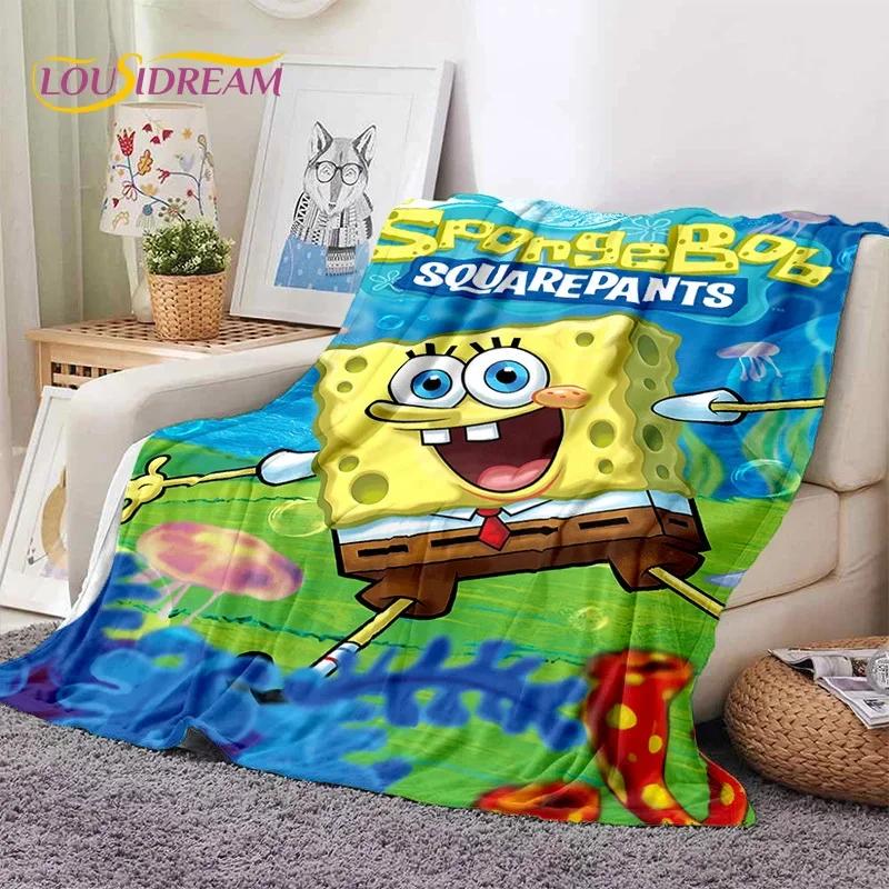 Funny S-SpongeBob Patrick Star Cartoon Soft Flannel Blanket for Beds Bedroom Sofa Picnic,Throw Blanket for Outdoors Leisure Gift