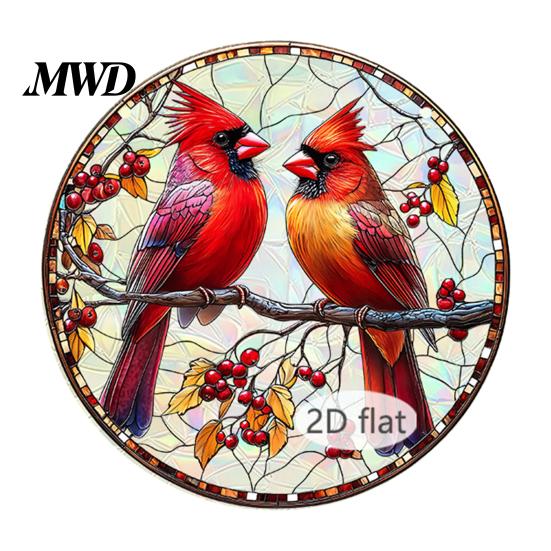 Decorative Chains for Hanging Ornaments Christmas Acrylic Window Decor, 2D Holographic Stained Glass Art Ornament with Metal Chain, Double-sided
