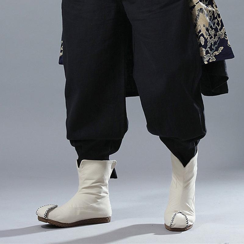 Fashion 2024 new autumn single boots ethnic style men's boots mid-tube men's and women's casual shoes upturned boots plus velvet