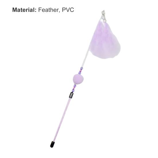 Kitten Wand Comfortable Grip Enhance Emotion Bite Resistant PVC Cats Fishing Pole Feather Toy for Holiday