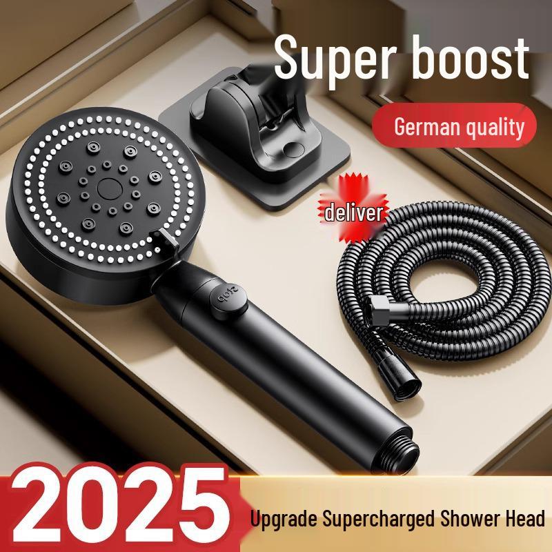 High-Pressure Shower Head with One-Button Water Stop & Filtration