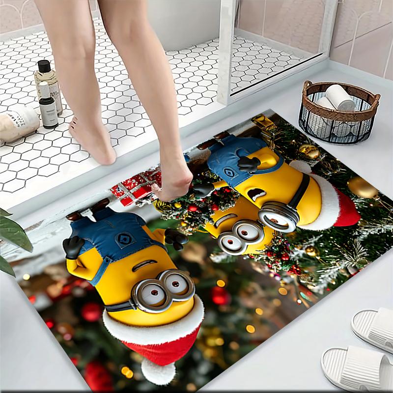 1Pc Christmas Minion Celebration Carpet Rug Soft Washable Antislip Home Living Room Sofa Mats Personalized Christmas Rug