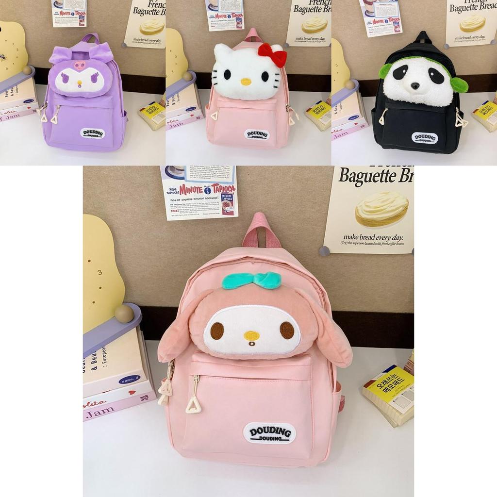 Kuromi Hello Kitty Melody Cinnamoroll Plush Toy Kids Backpack With Breathable Nylon For Kindergarten Children