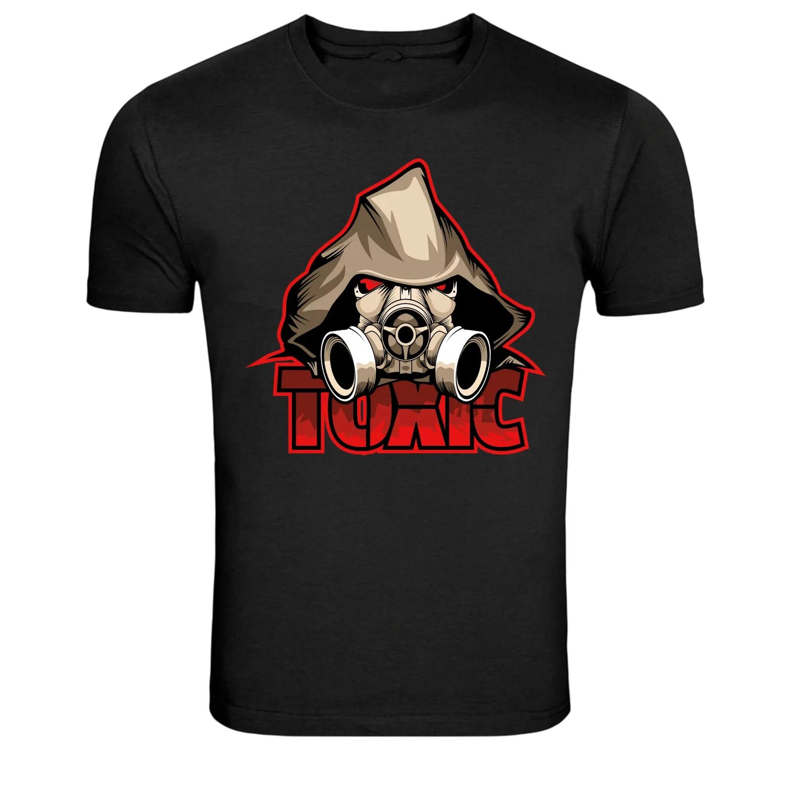 Hooded Toxic Gas Mask Skull Graphic T-Shirt XXXXL