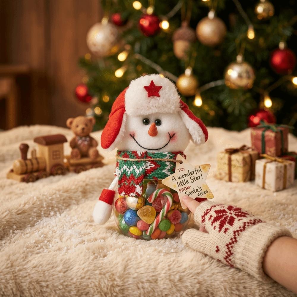 With Lid Christmas Candy Jar Clear Design Candy Box Cartoon Cute Sweet Container Xmas Holiday