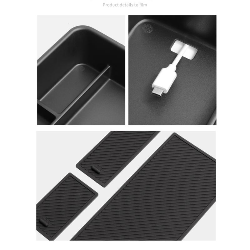 ABS Car Armrest Storage Box Organizer with Antislip Base for Noise Reduction Perfectly Fit Design Easy Installation