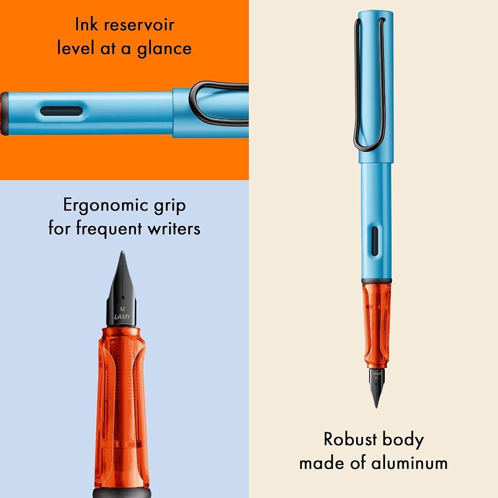 Lamy Al-Star Denim Fountain Pen - Ergonomic Grip & Polished Steel Line Width M - Lightweight Alum...