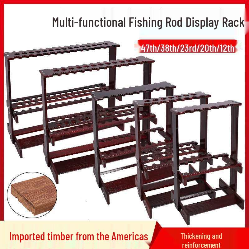 

Multi-Functional Bamboo Fishing Rod Display & Storage Rack 12-slot Fishing Rod Display Rack [Redwood Color]