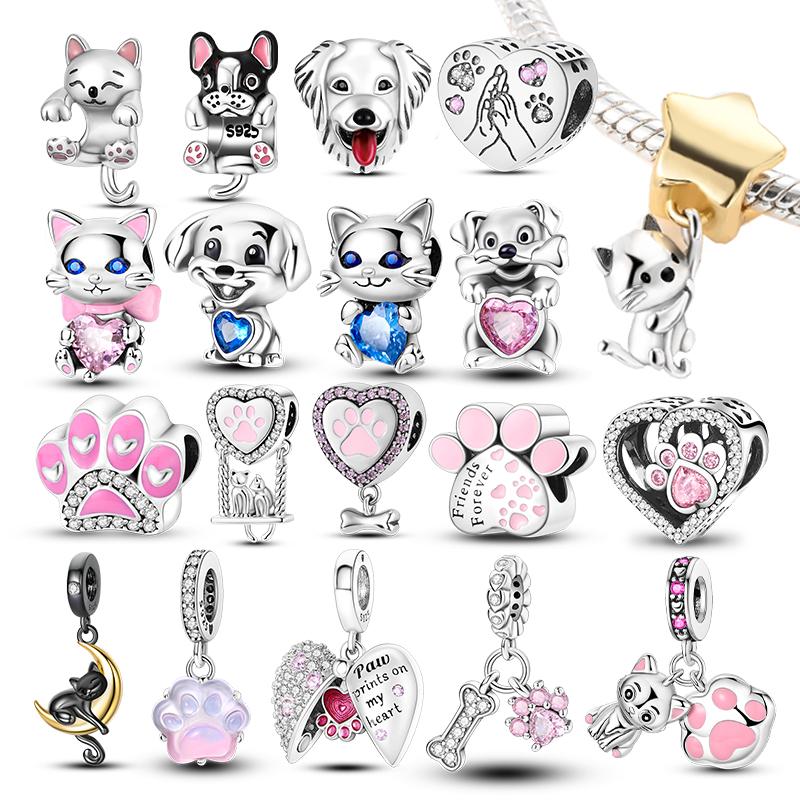 New Copper Plated Cute Dog Pets Charms Beads Fit Original Bracelet Charms Diy For Women Pendant Beads Jewelry Gift