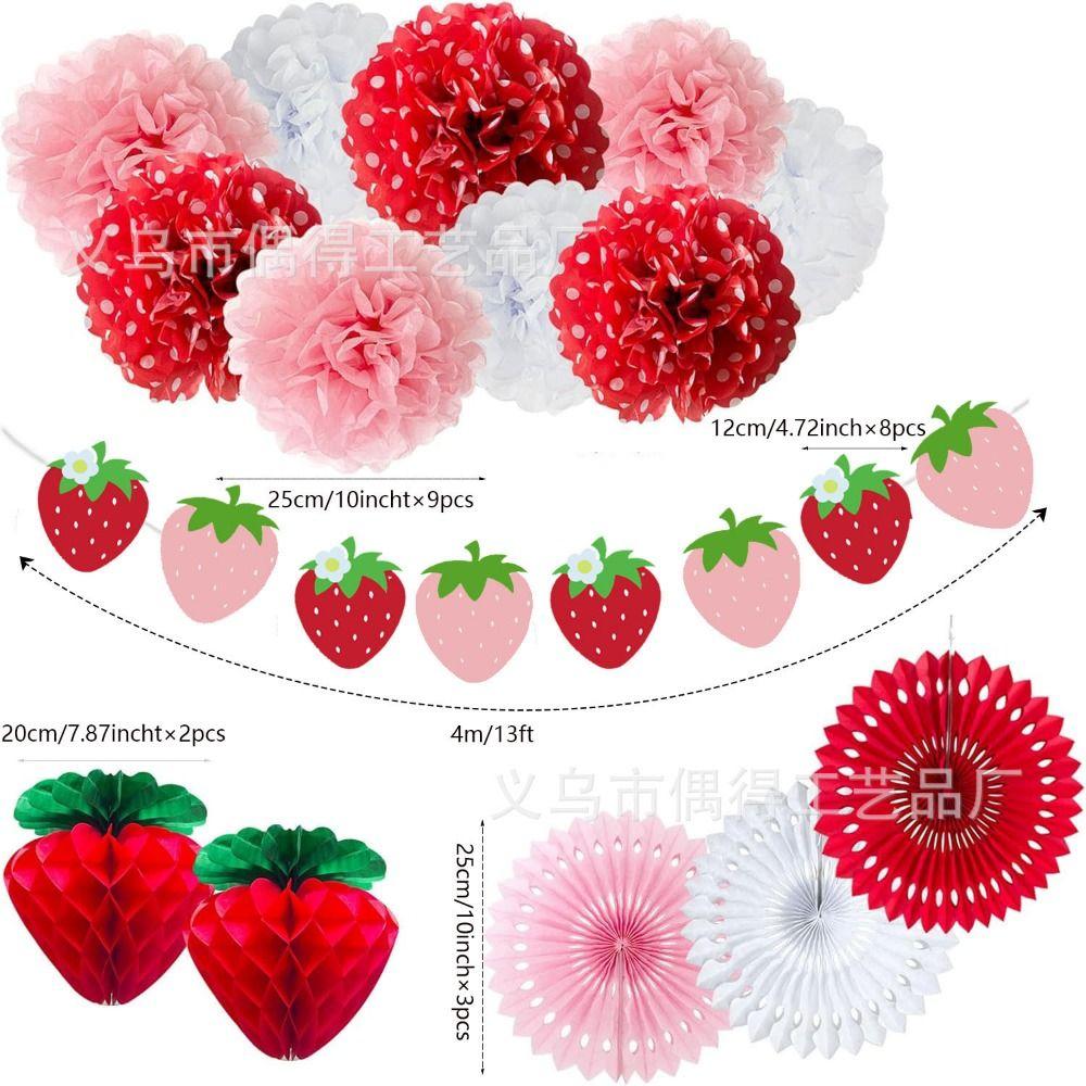 22PCS Red&Pink 3D Paper Flower Tissue Hanging Decoration Honeycomb Flower Paper  Wedding Festival