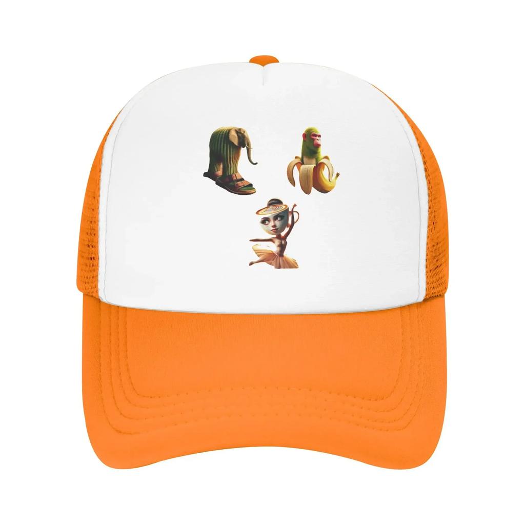 Italienische Brainrot Charakterkombinationen 3 Elefant Sport Netz Baseballkappen Für Herren Frühling Männlich Strand Golfmütze Schirmmütze