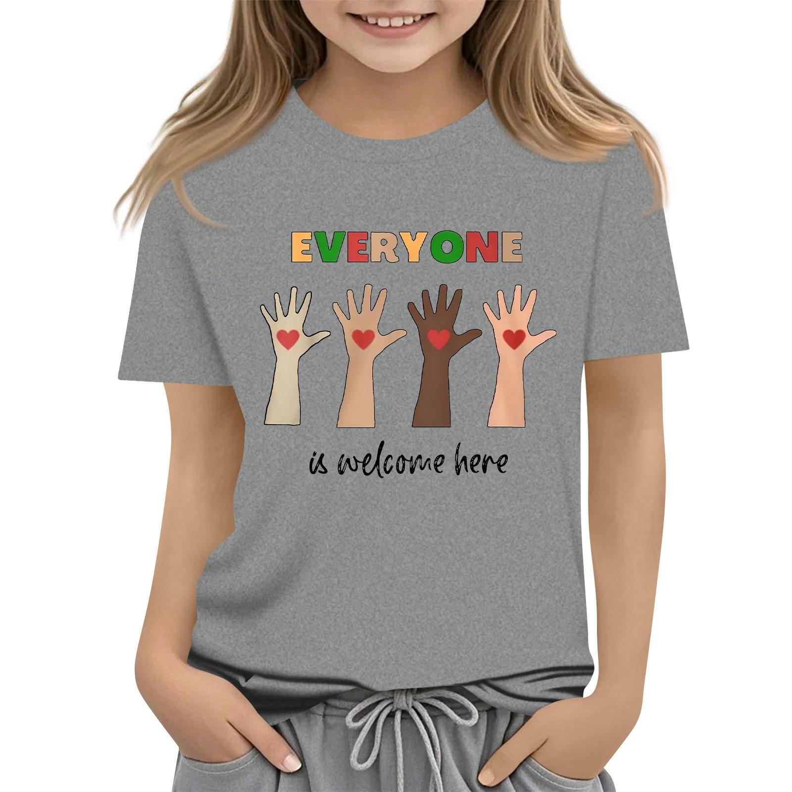 

Детский набивной короткий рукав круглый вырез повседневный удобный свободный легкий топ 140