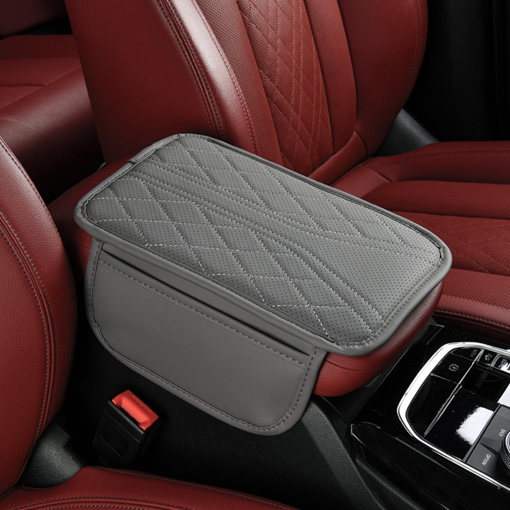 Multi-Functional Armrest Storage Bag PU Leather Car Armrest Pad  Car Interior