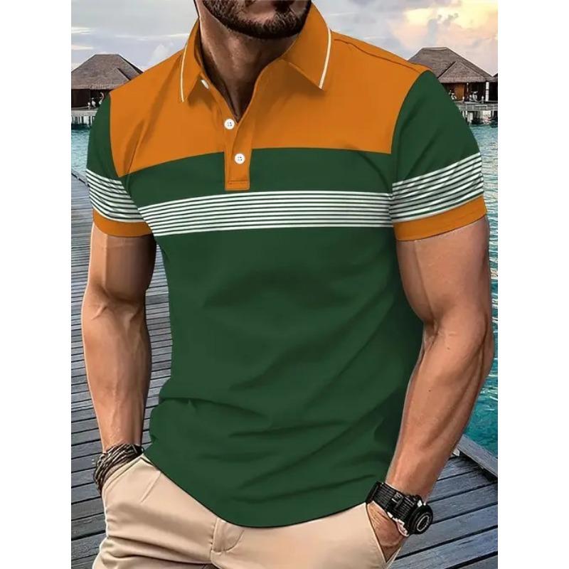 Summer New Casual Men's 3D High-quality Short Sleeved Button Polo Shirt