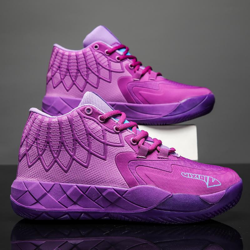 

Модные мужские баскетбольные кроссовки с амортизацией, дышащие, для тренировок спортсменов, высокого качества, спортивная обувь на шнуровке, удобные повседневные кроссовки 45 45 фиолетовый