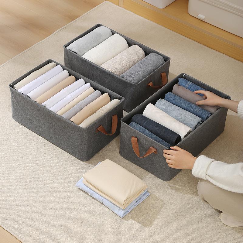 New Drawer Storage Basket Household Closet Clothes Trouser Clothes Organizer Basket Cotton and Linen Storage Boxes160gsm