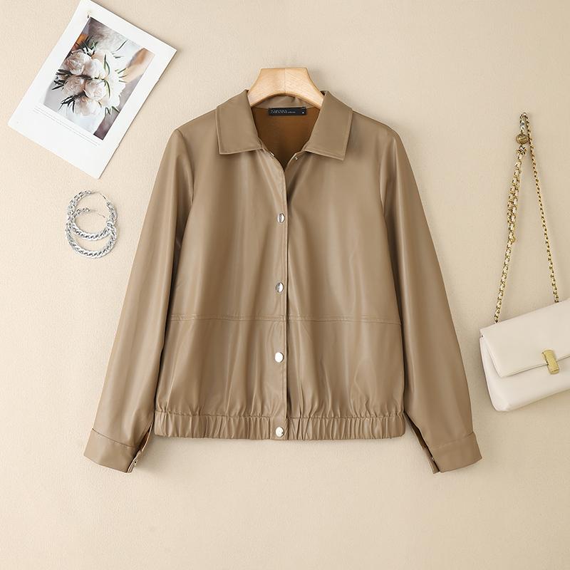 ZANZEA Damska codzienna jesienna kurtka z długim rękawem ze sztucznej skóry PU