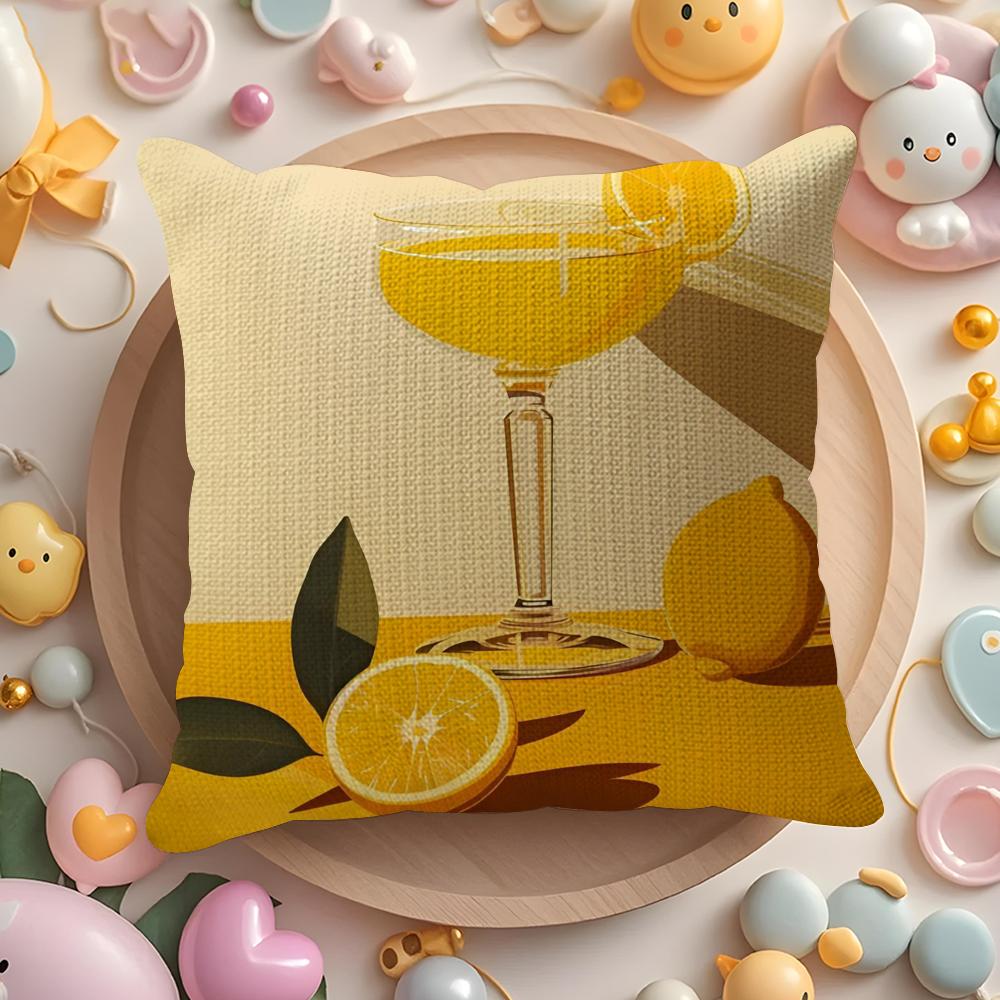 Drink Wine L-Limoncello Lemon Drop Pillow Case Sofa Living Room Bedroom Headboard Backrest Cushion Square Cushion
