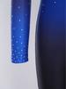 Kids Girls Asymmetrical Rhinestone Ballet Dance Leotard Sheer Mesh Gymnastics Jumpsuit Full Body Suit Figure Skating Dancewear